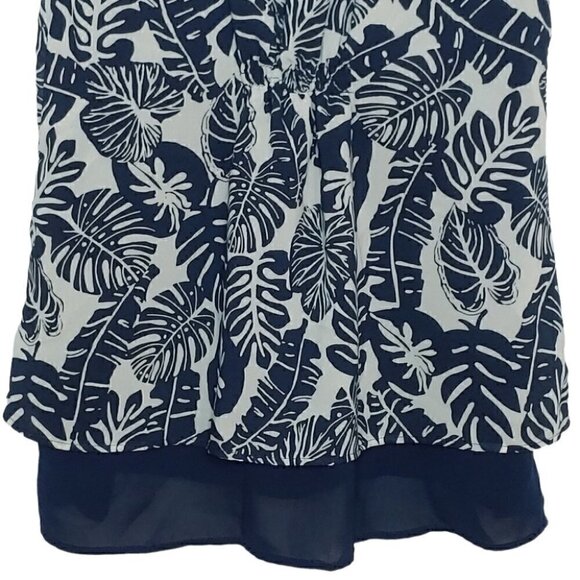 ALFRED SUNG Leaf print round pleated neckline fresh and flowy camisole - Picture 6 of 13